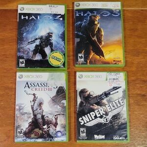 Xbox 360 Game Collection - Halo 4, Halo 3, Assassin's Creed III, Sniper Elite V2